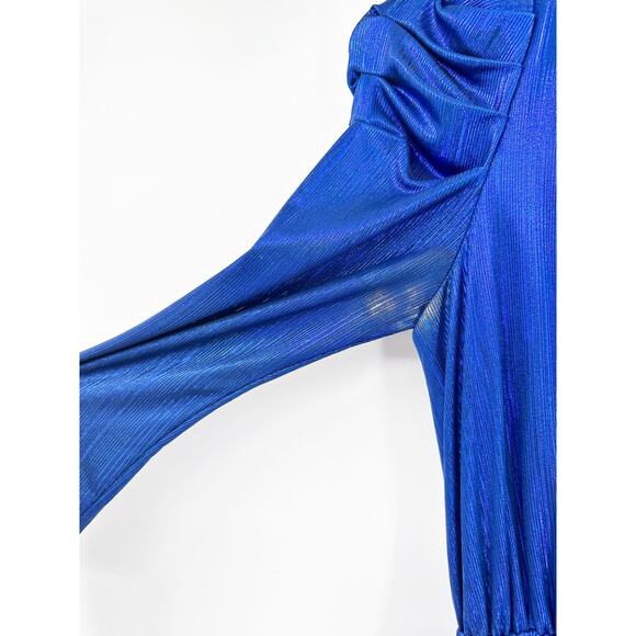 Retrofete Flora Royal Blue Maxi Wrap Dress XS FLAWED NO BELT - Picture 4 of 6